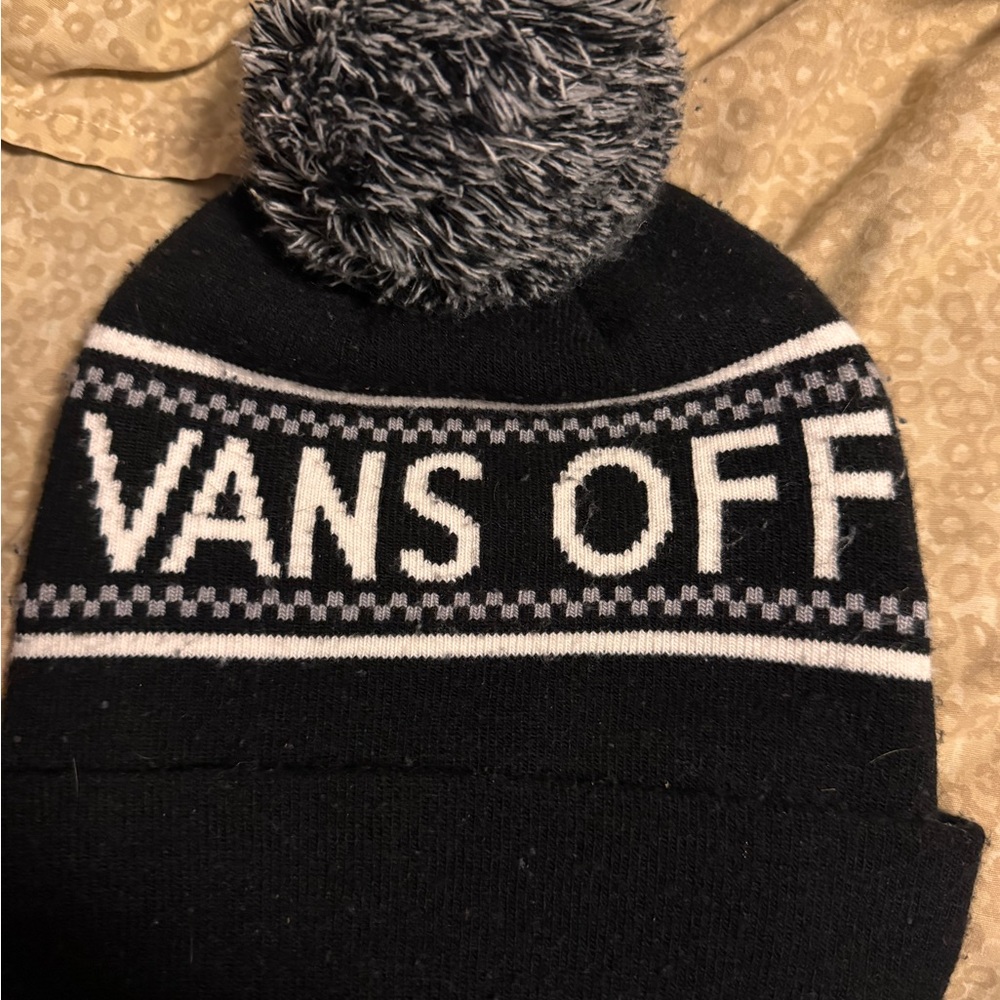 Vans Black and White Knit Beanie with Pom